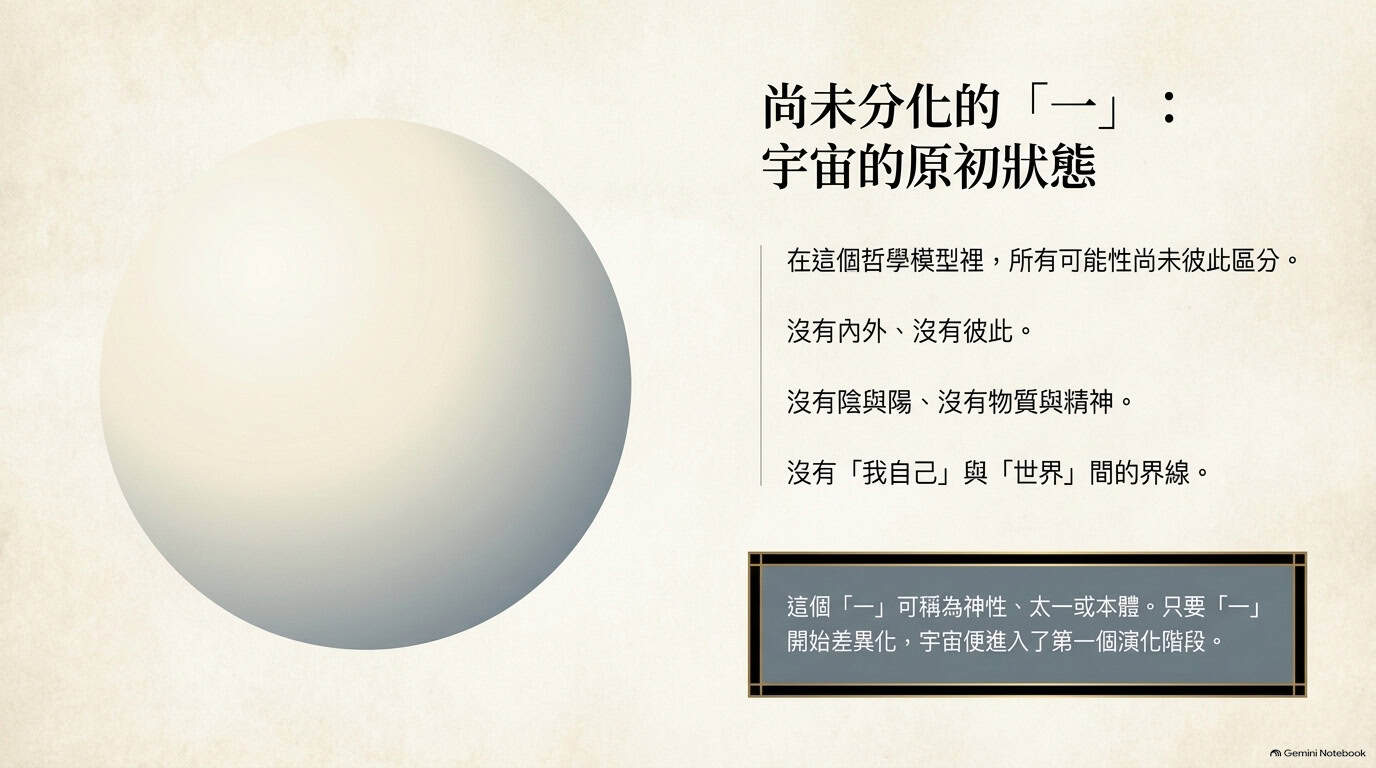 一個尚未區分內外、陰陽與物質精神的原初整體