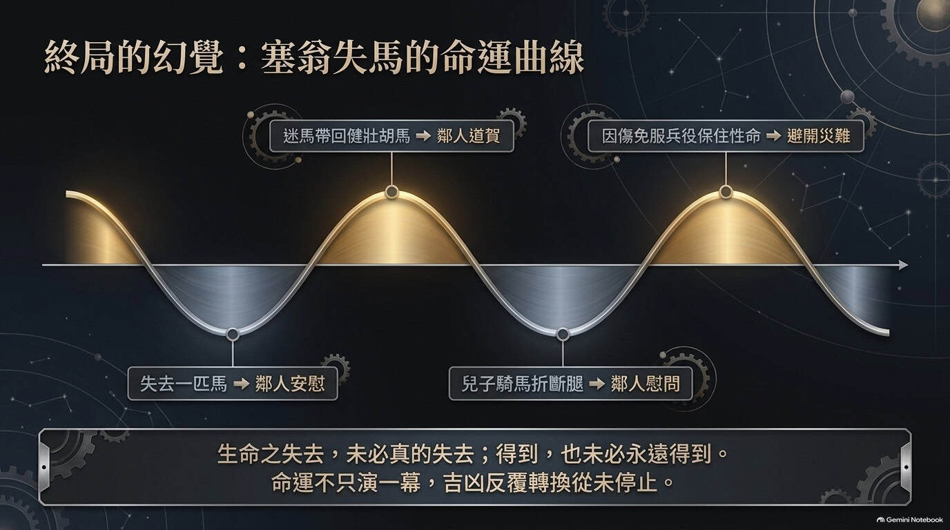 塞翁失馬的故事呈現吉與凶起伏交替的曲線