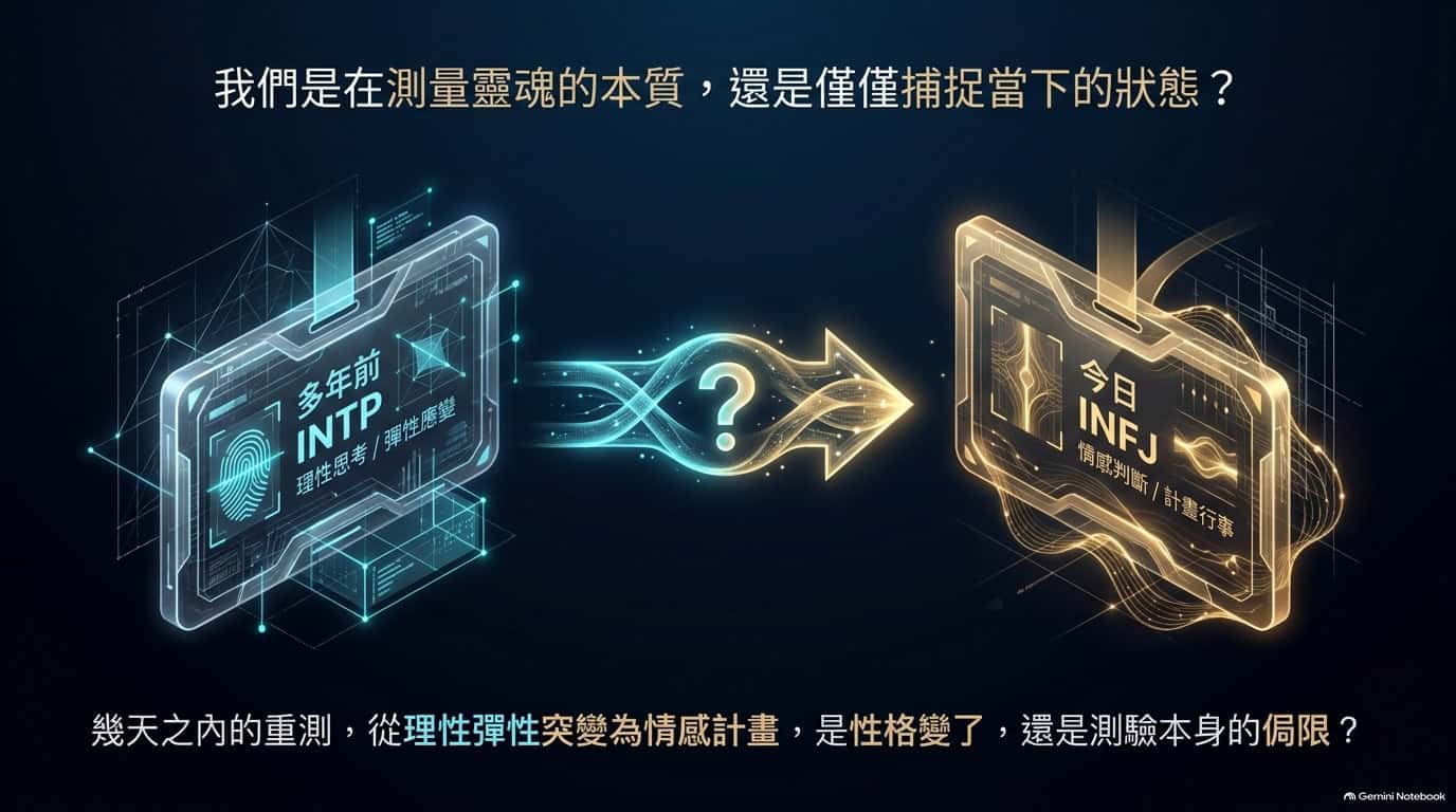 MBTI測驗從INTP改為INFJ的歷程示意