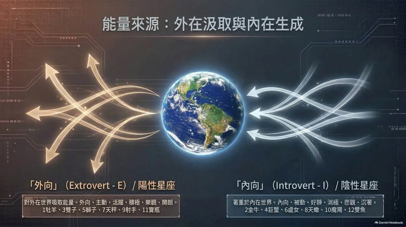 外向與內向心理偏好和占星陽性陰性星座對比