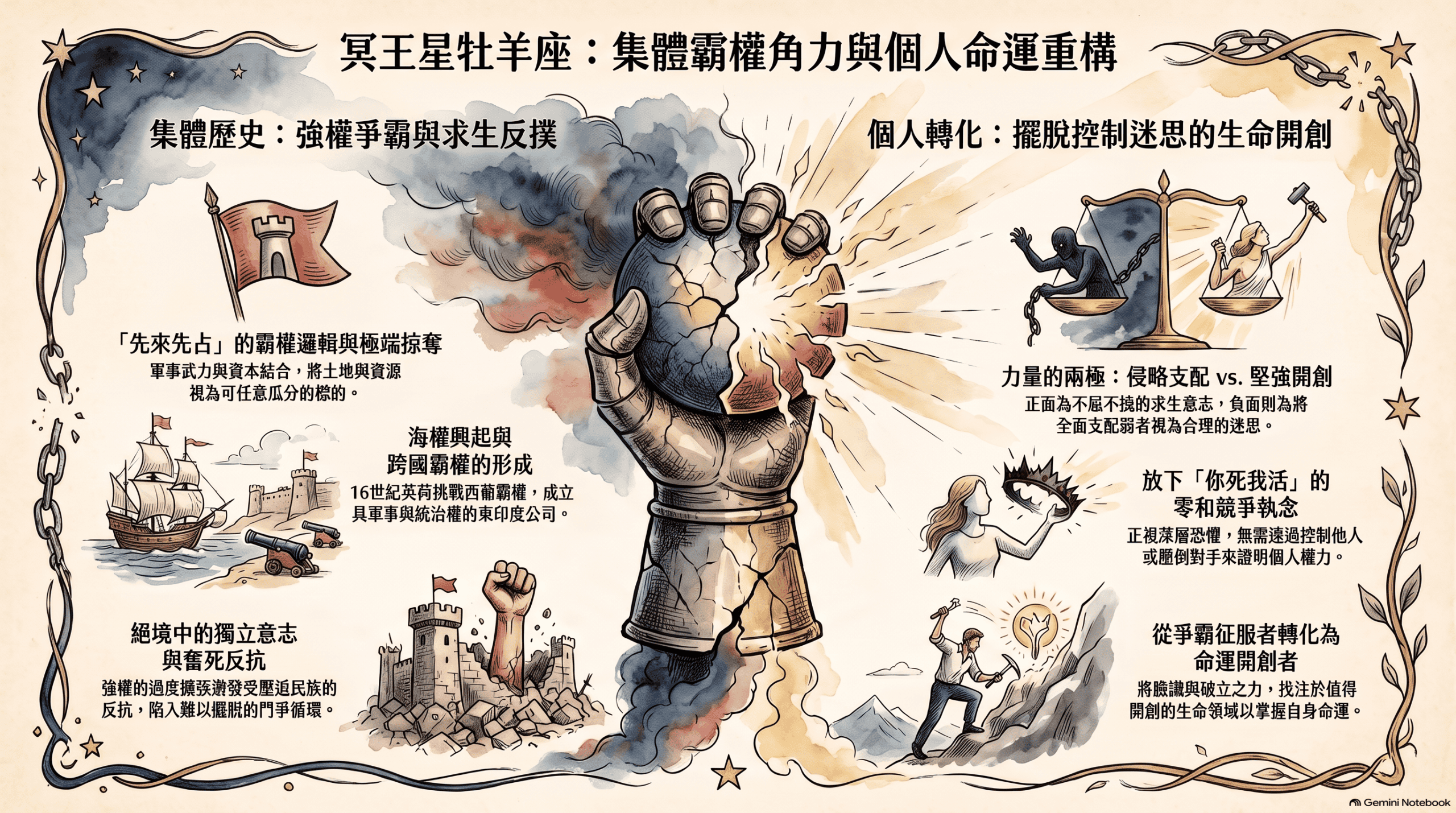 冥王星牡羊座集體霸權角力與個人命運重構教學圖解