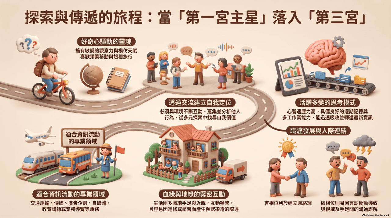 第一宮宮主星落入第三宮的示意圖