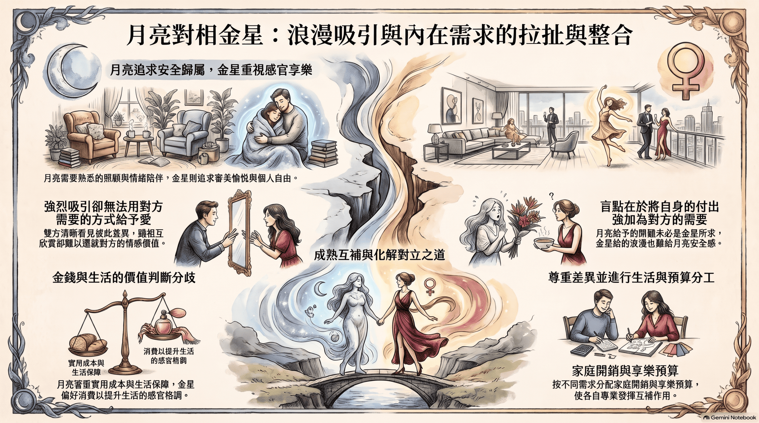 月亮對相金星解析圖解