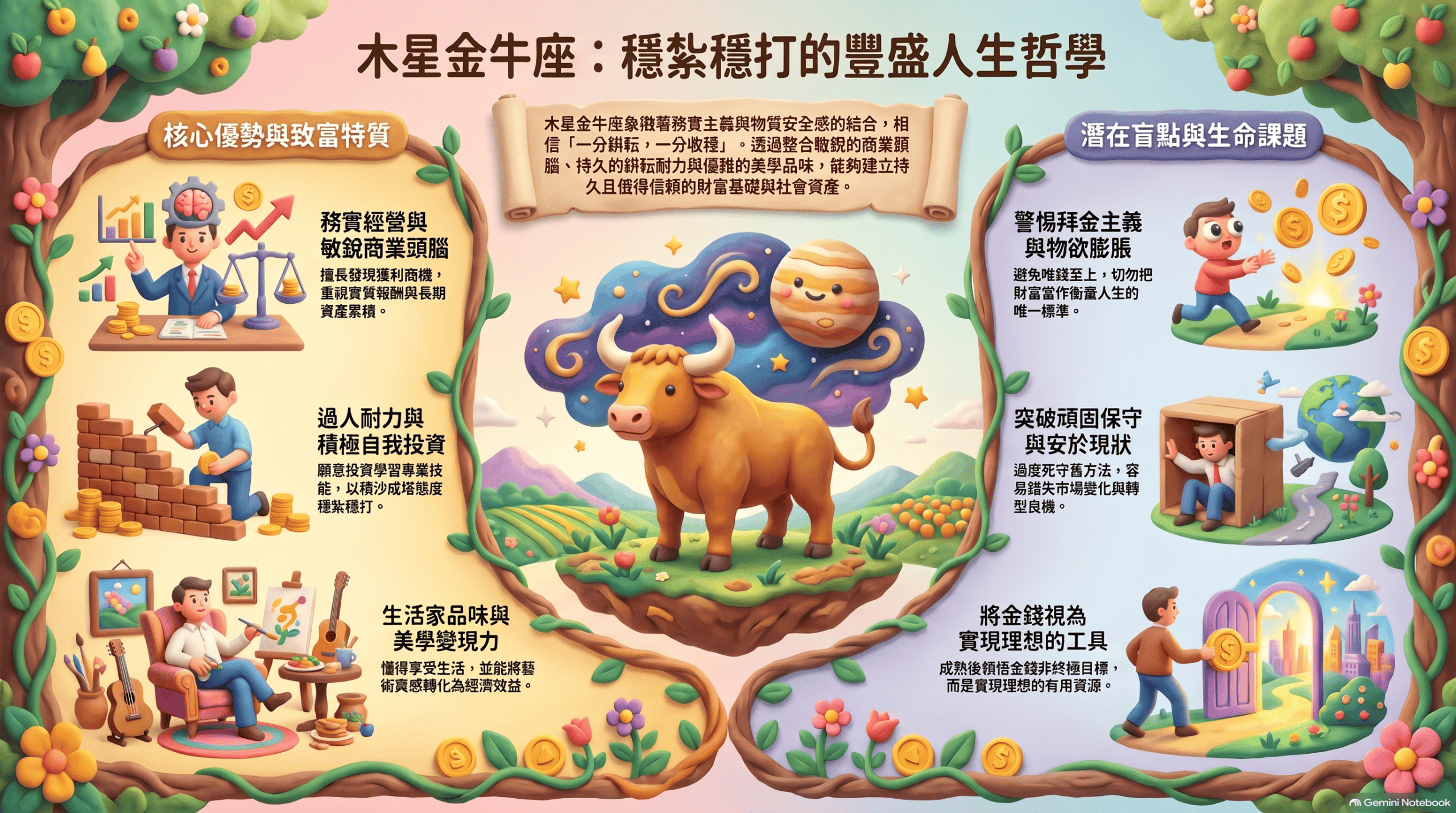 木星金牛座的豐盛人生哲學：長期累積、財富觀與人生價值